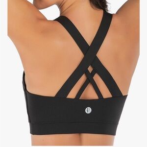 Black Strappy Sports Bra Removable Cups Size L